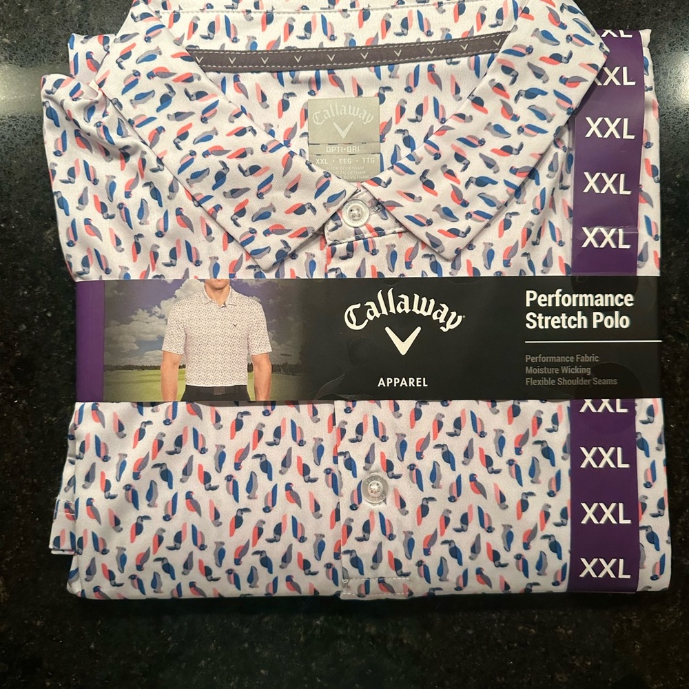 Callaway Men's Polo with Red, Blue, and White Pattern